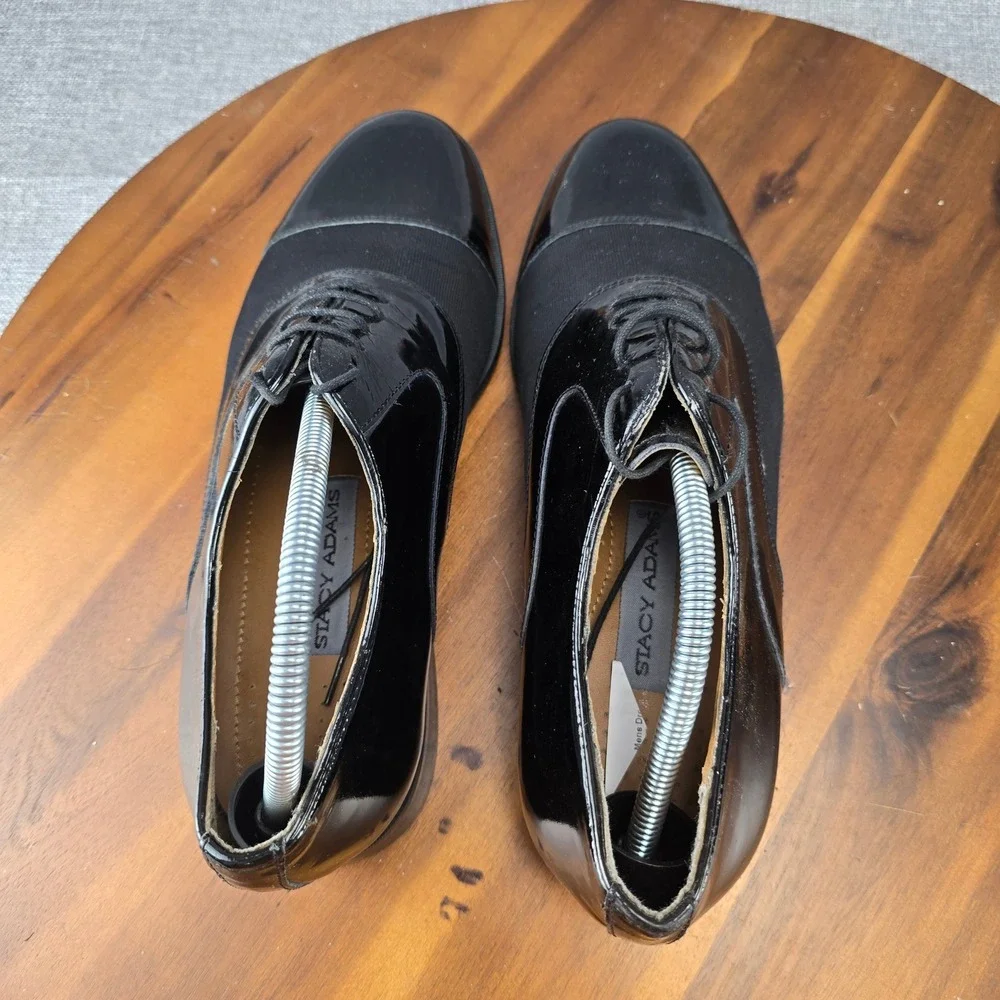 Stacy Adams‎ Mens Black Patent Leather Fabric Tuxedo Cap Toe Oxford Shoes 10.5 M